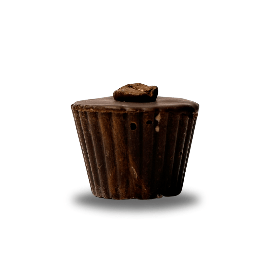 Coffee candy with coffee filling and a roasted Arabica bean