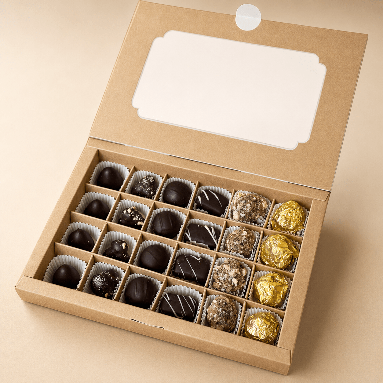 Nutty Collection gift box with assorted handmade chocolates